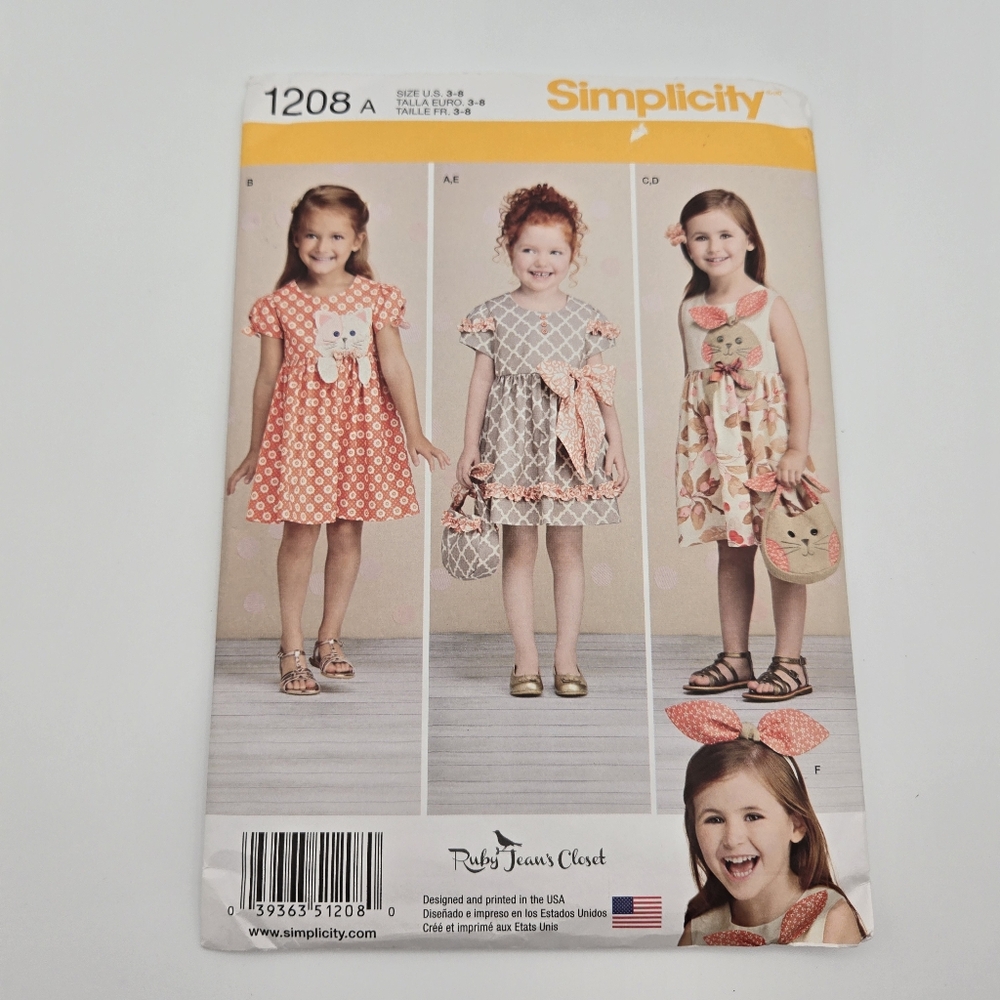 NEW Simplicity Ruby Jean's Closet Little Girls Dress Sewing Pattern 3-8 UNCUT